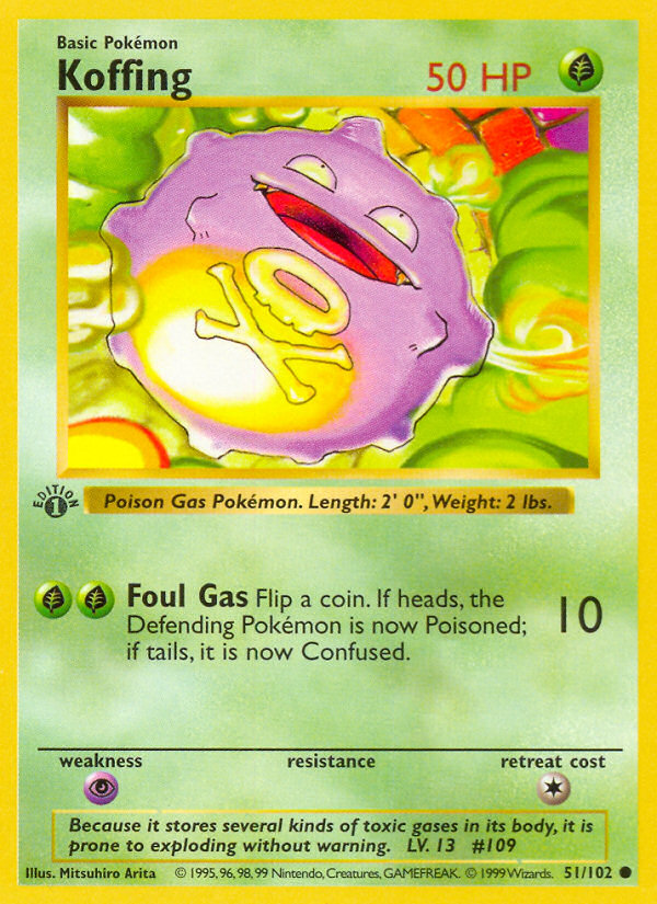 Pokemon Koffing — Base Set — 51/102 — stock card image