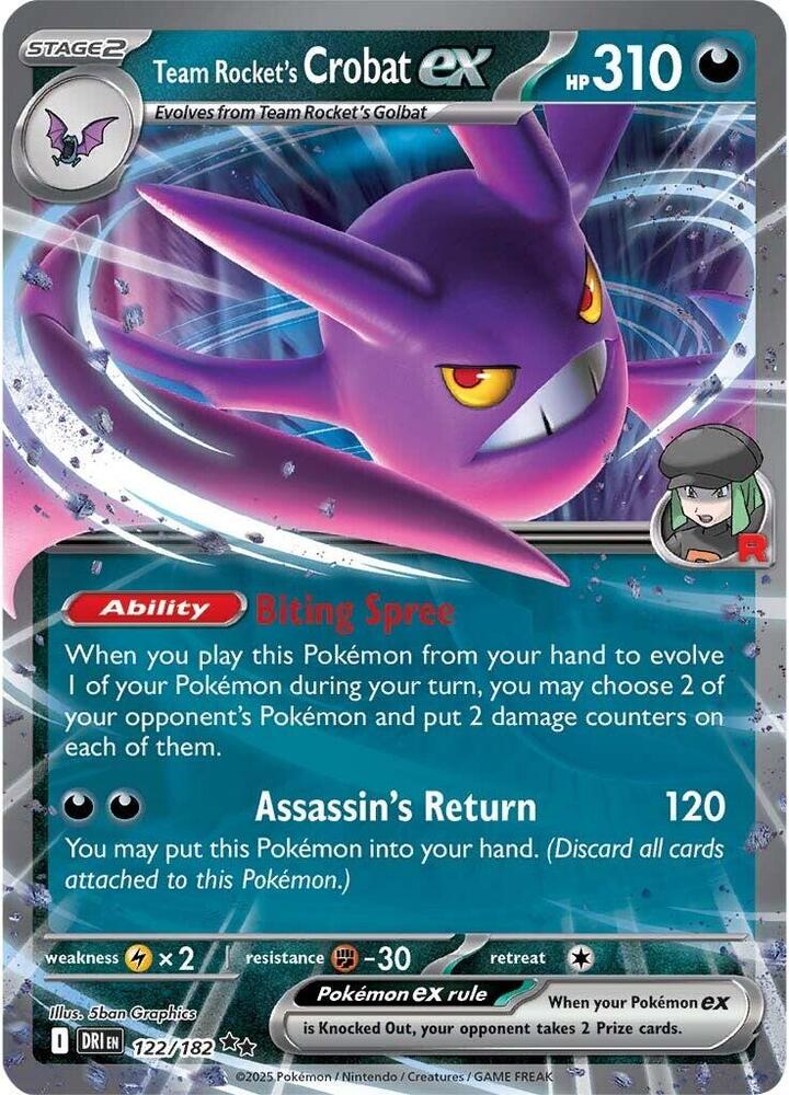 Pokemon Team Rocket's Crobat ex — Destined Rivals — 122/182 — stock card image