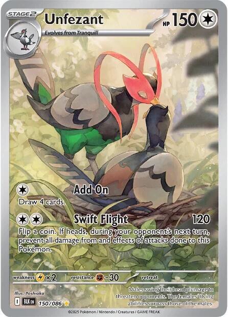 Pokemon Unfezant — Black Bolt — 150/086 — stock card image
