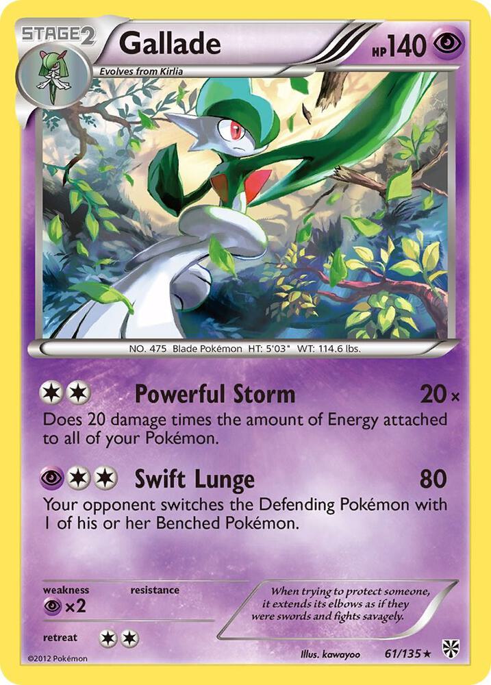 Pokemon Gallade — Plasma Storm — 61/135 — stock card image