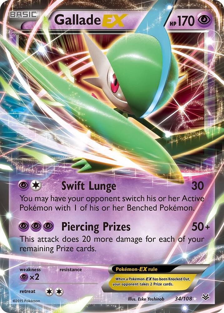 Pokemon Gallade EX — Roaring Skies — 34/108 — stock card image