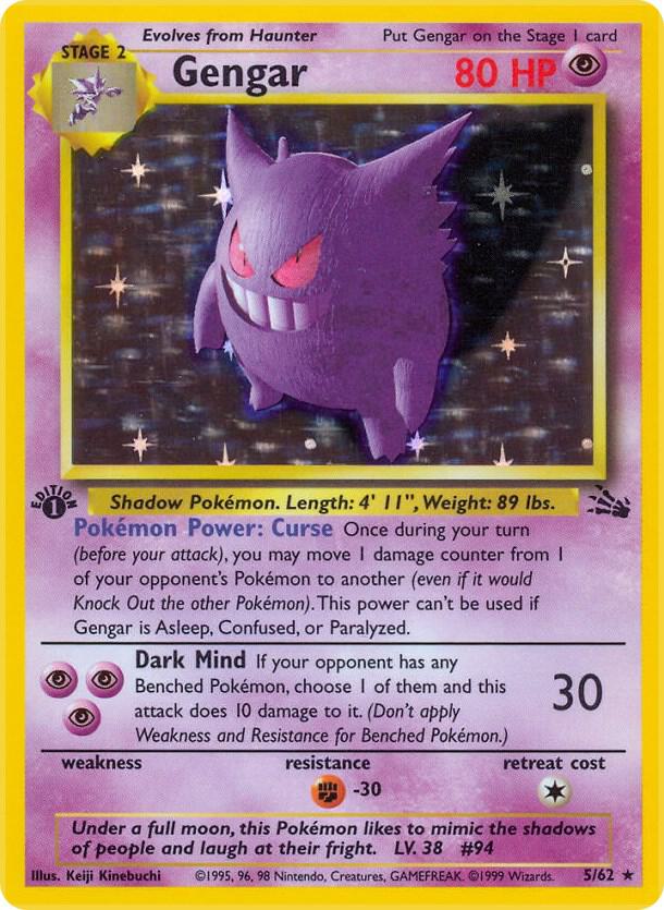 Pokemon Gengar (5) — Fossil — 05/62 — stock card image