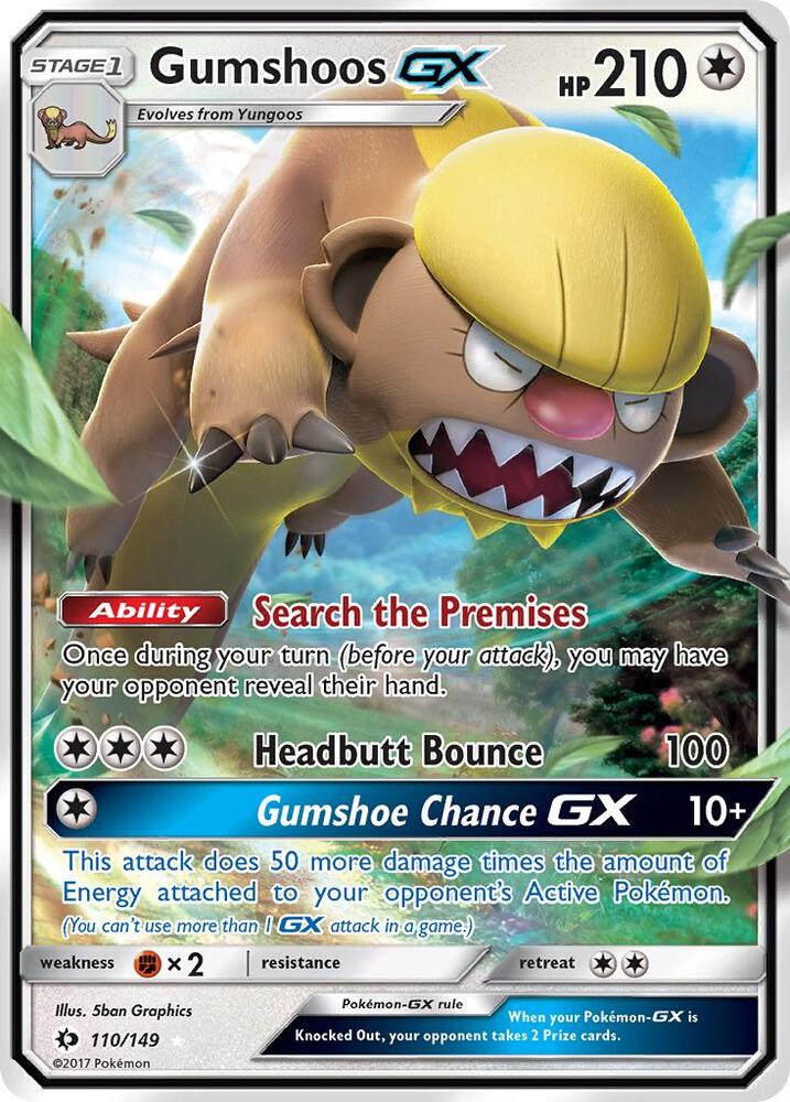 Pokemon Gumshoos GX — SM Base Set — 110/149 — stock card image