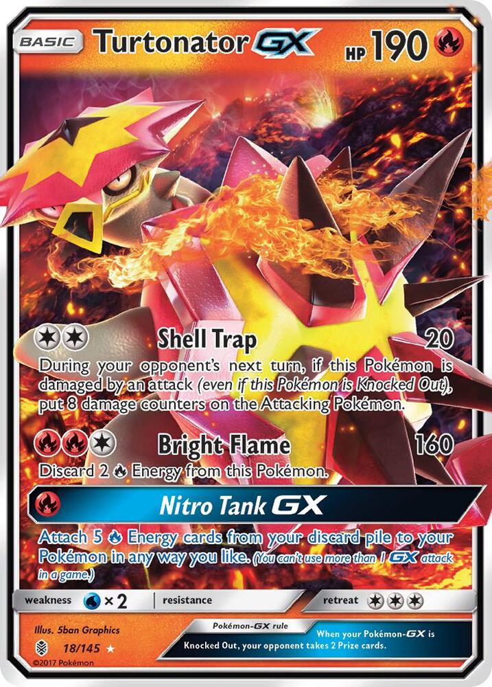 Pokemon Turtonator GX — Guardians Rising — 18/145 — stock card image