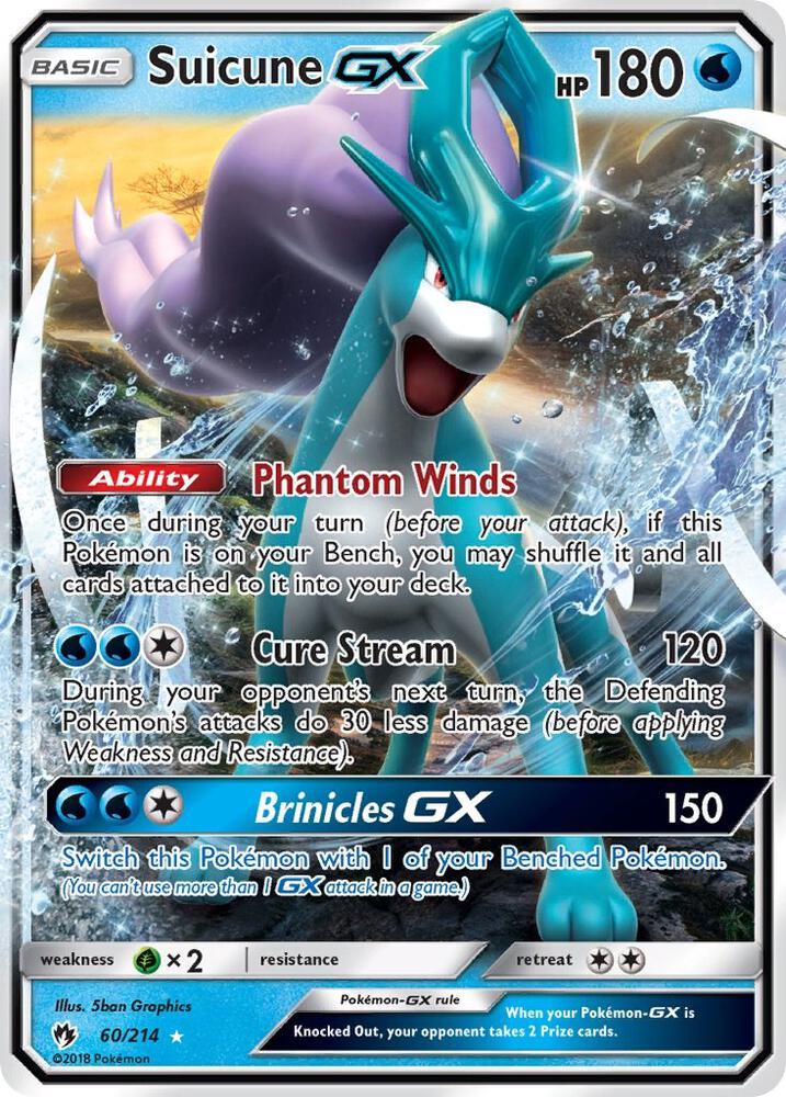 Pokemon Suicune GX — Lost Thunder — 60/214 — stock card image