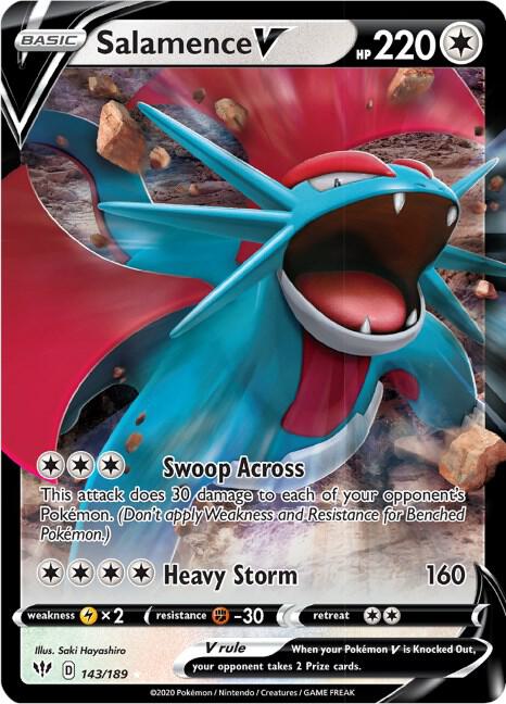 Pokemon Salamence V — SWSH03: Darkness Ablaze — 143/189 — stock card image