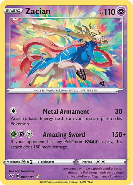 Pokemon Zacian — Vivid Voltage — 82/185 — stock card image
