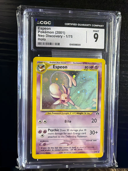 Espeon HOLO NECK SWIRL CGC 9 SLAB
