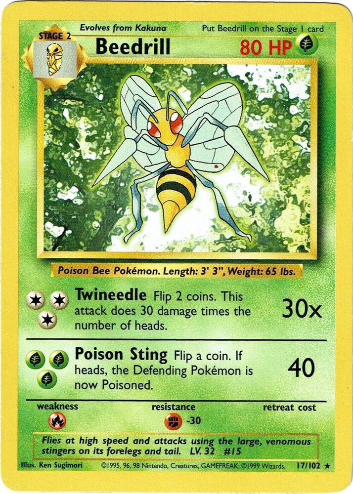 Pokemon Beedrill — Base Set — 17/102 — stock card image