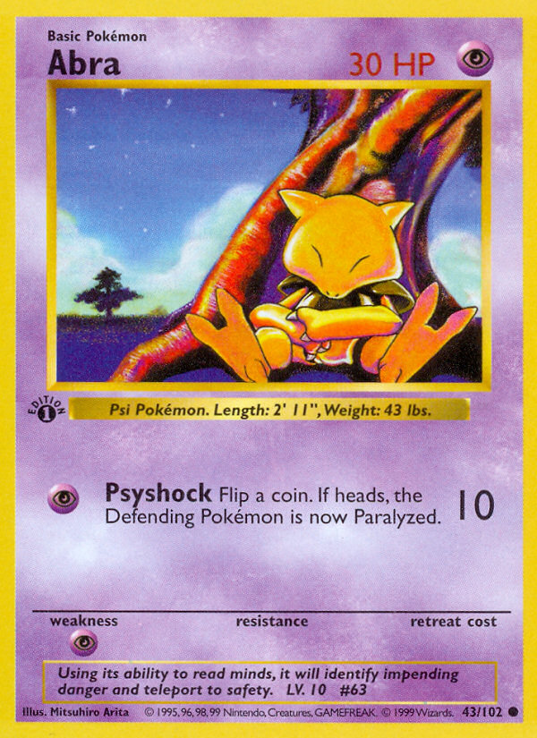 Pokemon Abra — Base Set — 43/102 — stock card image