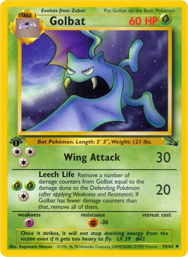 Pokemon Golbat — Fossil — 34/62 — stock card image