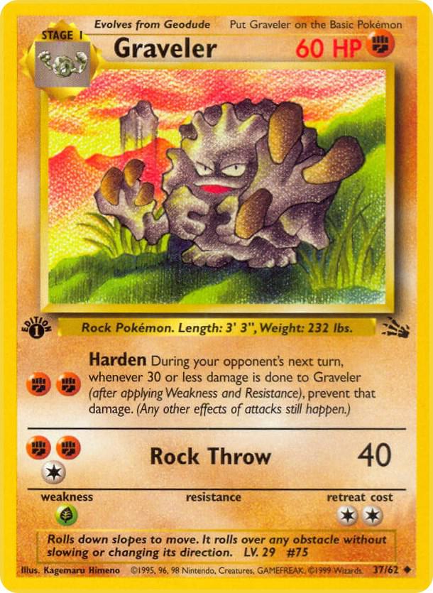 Pokemon Graveler — Fossil — 37/62 — stock card image