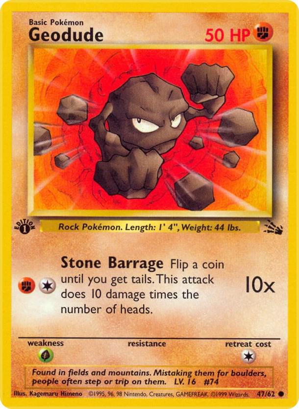 Pokemon Geodude — Fossil — 47/62 — stock card image