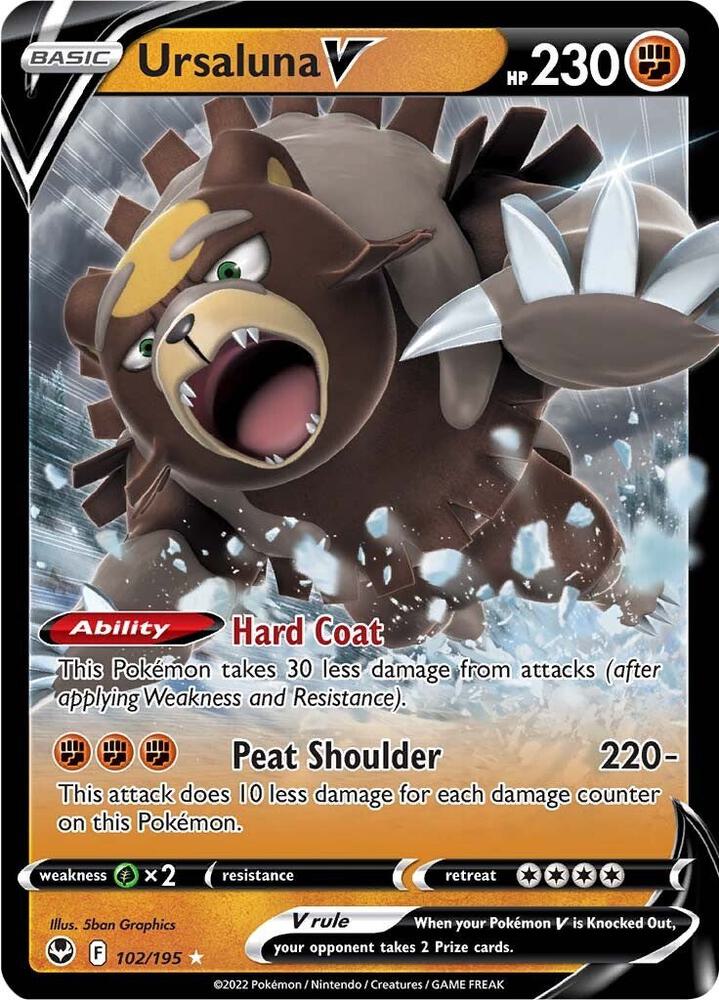 Pokemon Ursaluna V — Silver Tempest — 102/195 — stock card image