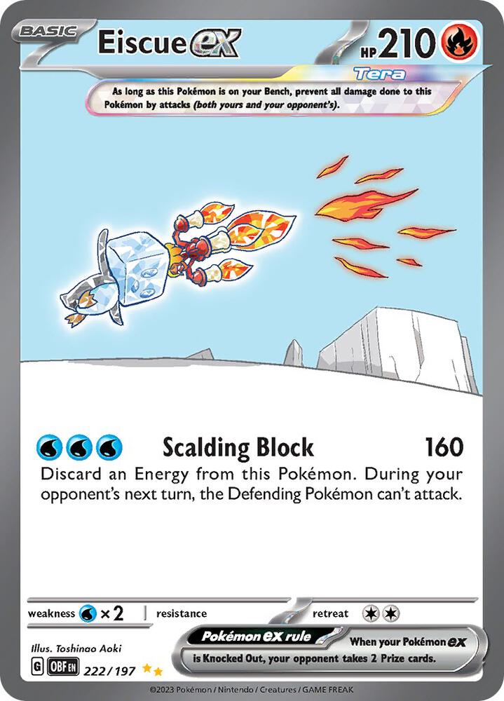 Pokemon Eiscue ex — Obsidian Flames — 222/197 — stock card image