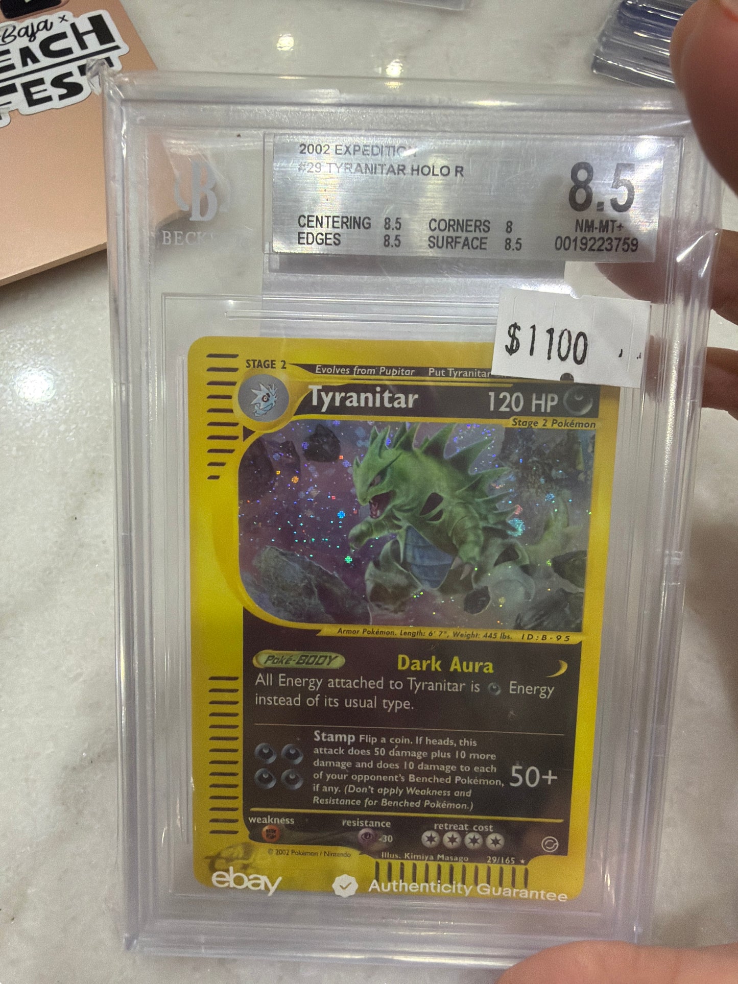 Tyranitar #29 Holo SWIRL BECKETT 8.5