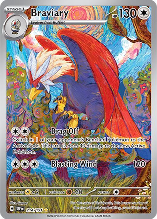 Pokemon Braviary — Surging Sparks — 214/191 — stock card image
