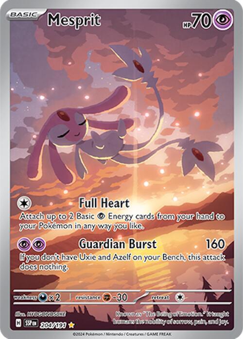 Pokemon Mesprit — Surging Sparks — 204/191 — stock card image