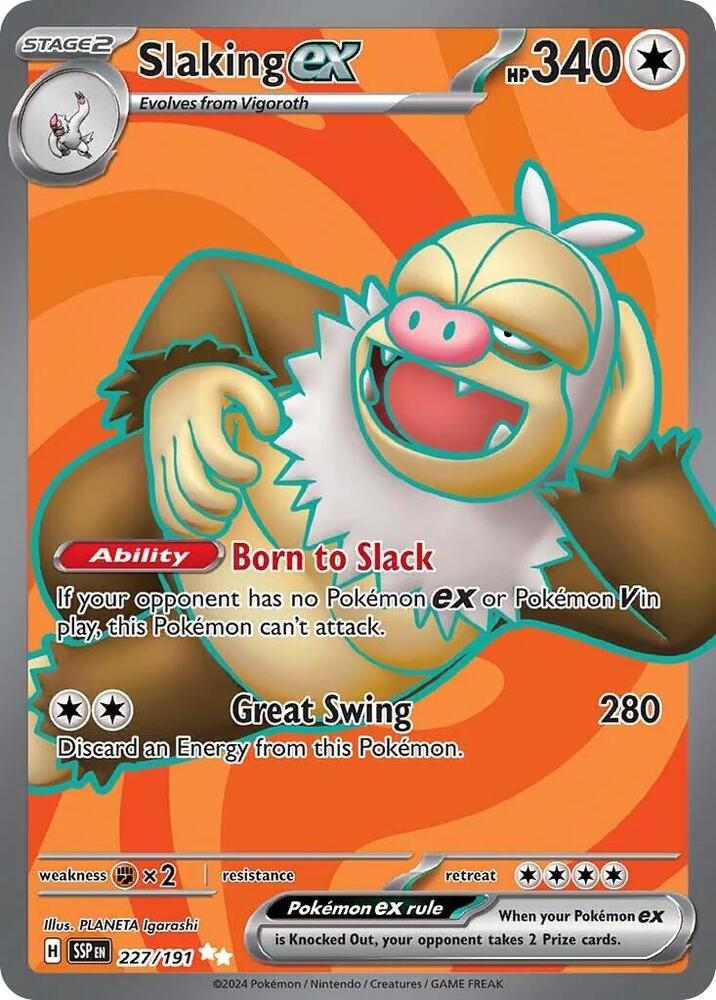 Pokemon Slaking ex — Surging Sparks — 227/191 — stock card image