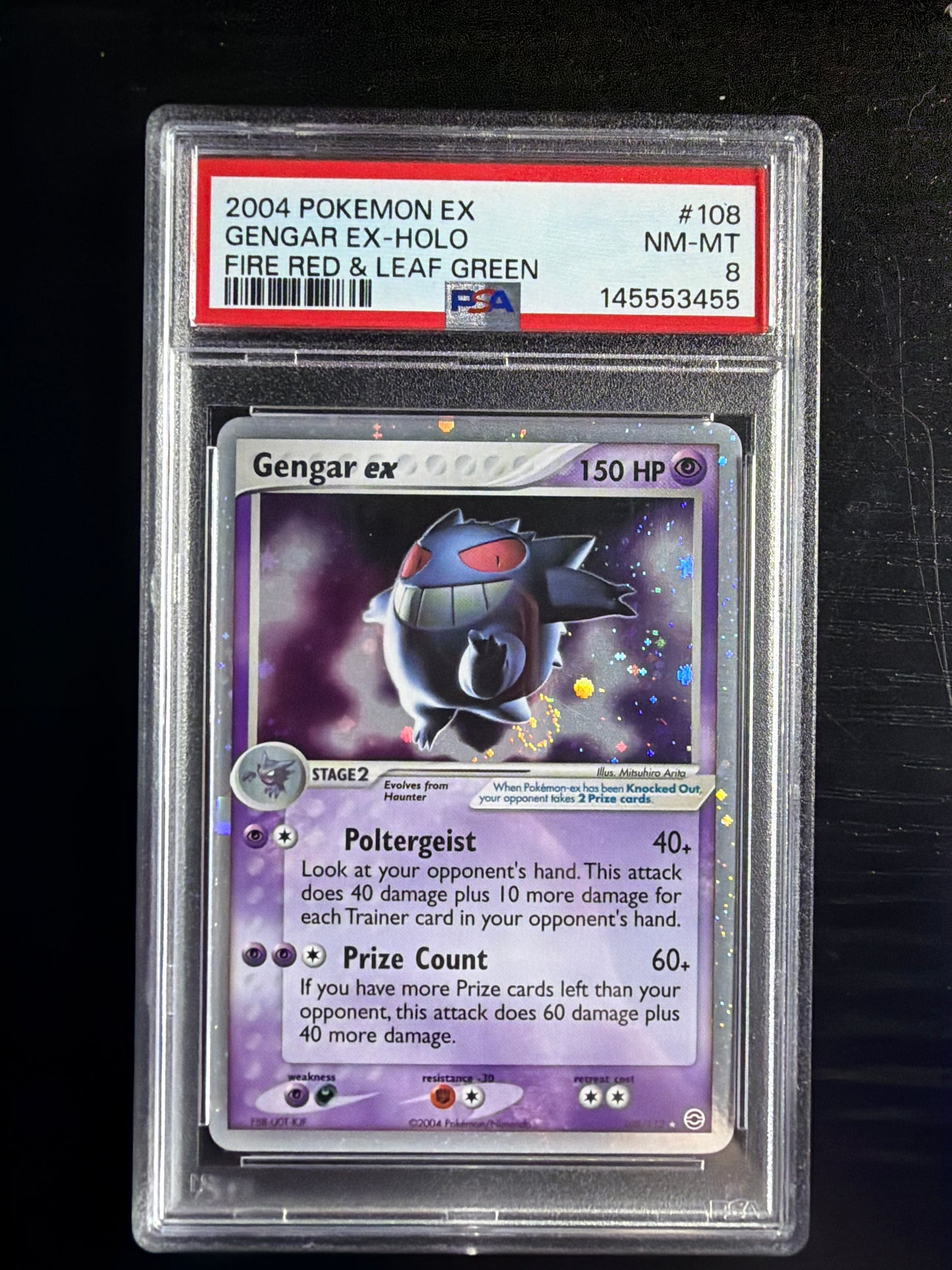 Gengar EX FART SWIRL HOLO PSA 8 SLAB