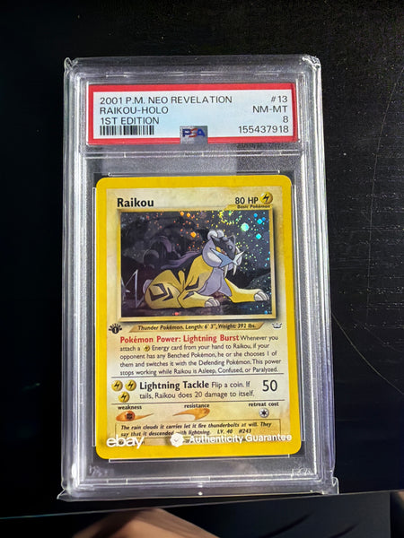 Raikou 1st Edition HOLO SWIRL PSA 8 SLAB