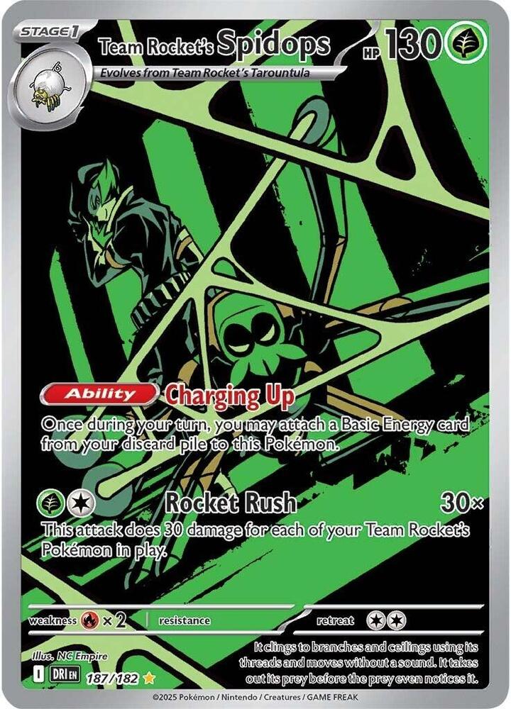 Pokemon Team Rocket's Spidops — Destined Rivals — 187/182 — stock card image