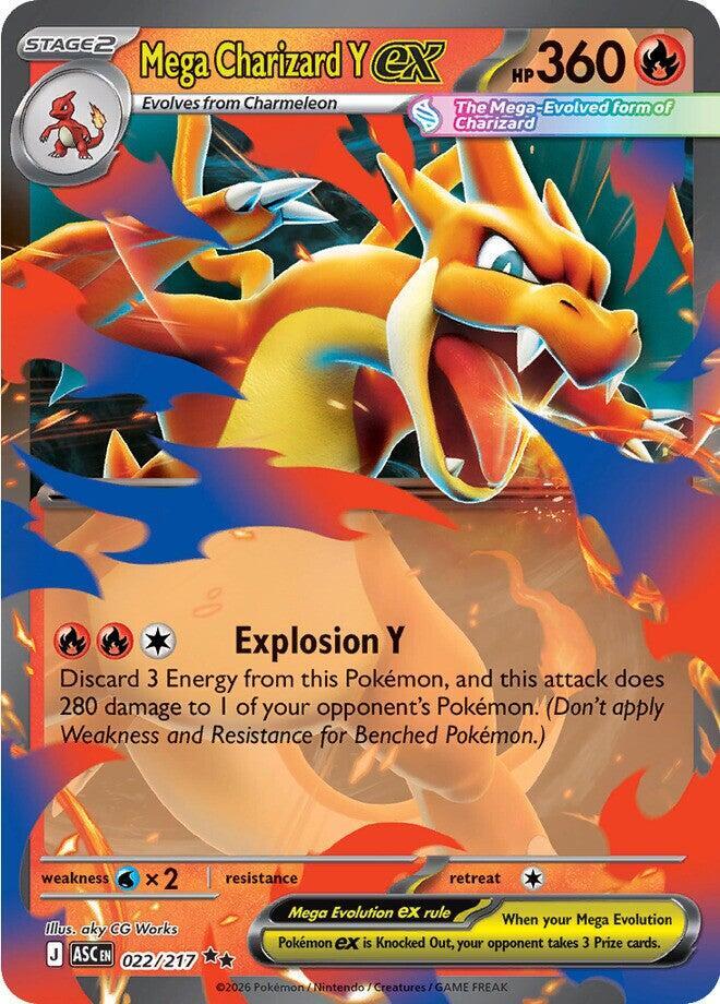 Pokemon Mega Charizard Y ex — ME: Ascended Heroes — 022/217 — stock card image