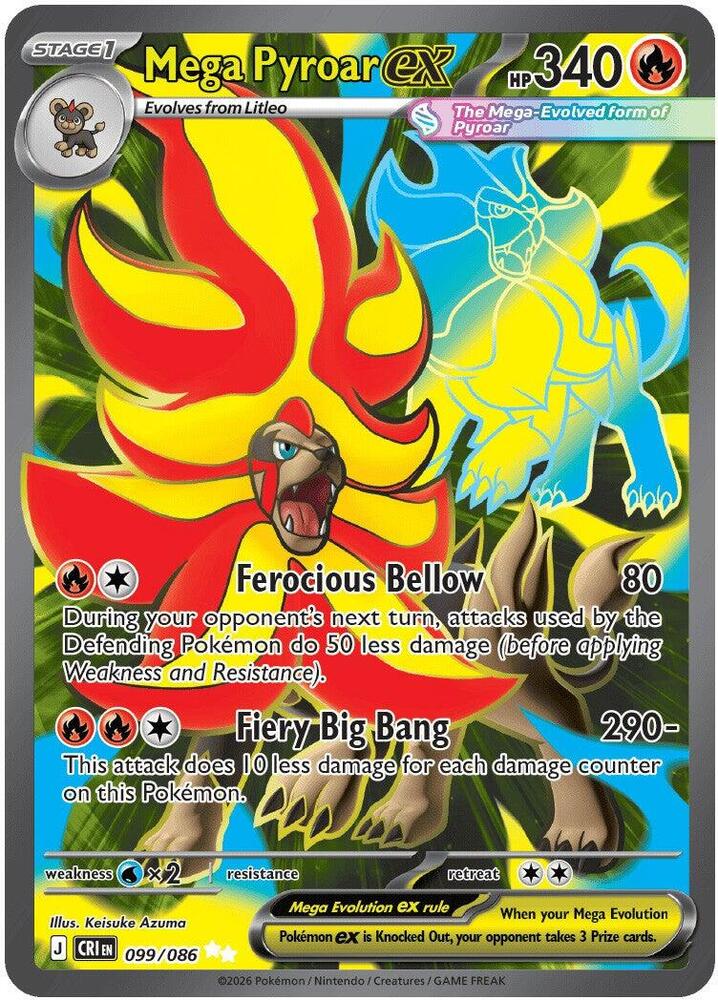 Pokemon Mega Pyroar ex — ME04: Chaos Rising — 099/086 — stock card image