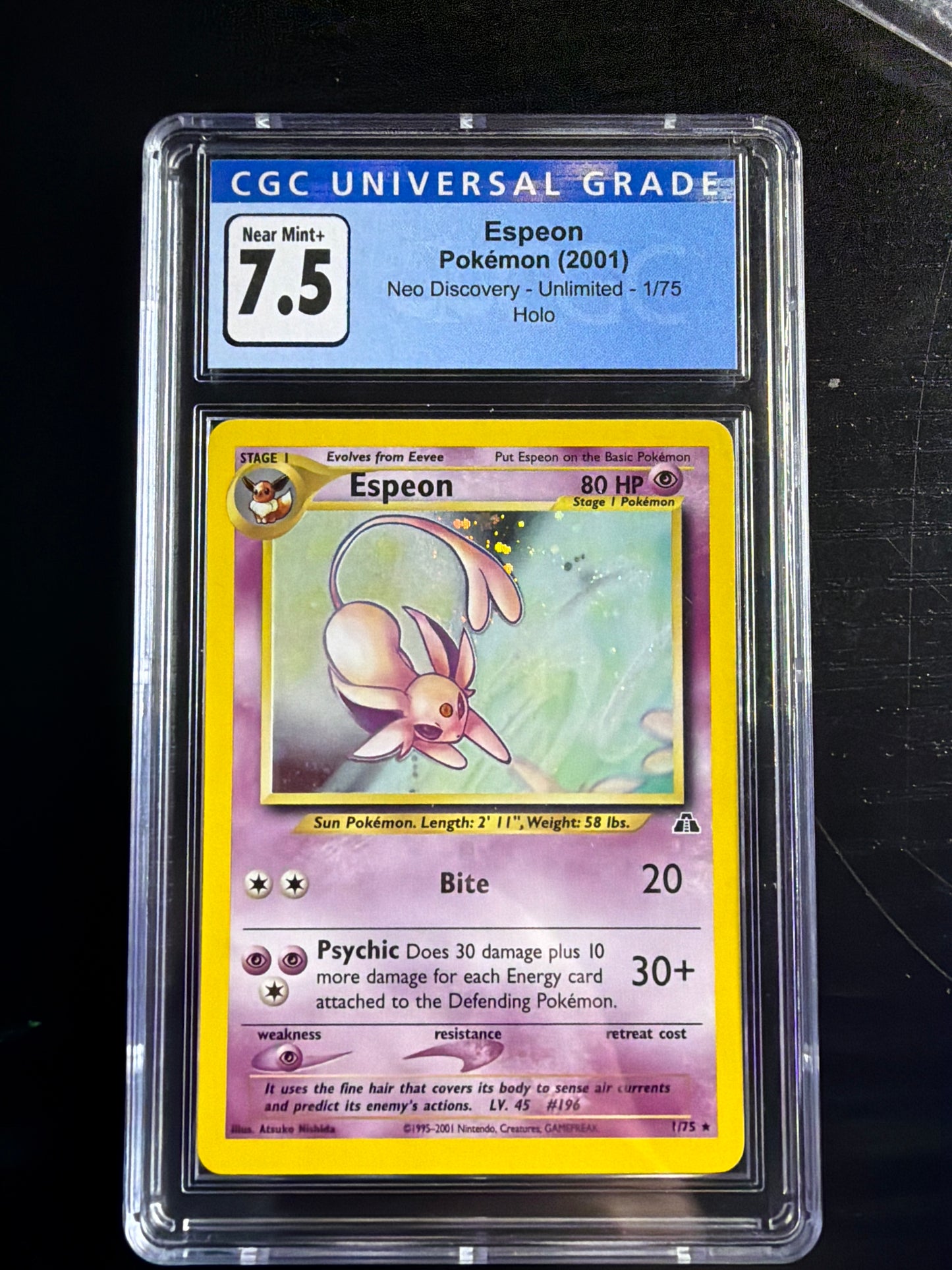 Espeon HOLO SWIRL CGC 7.5 SLAB