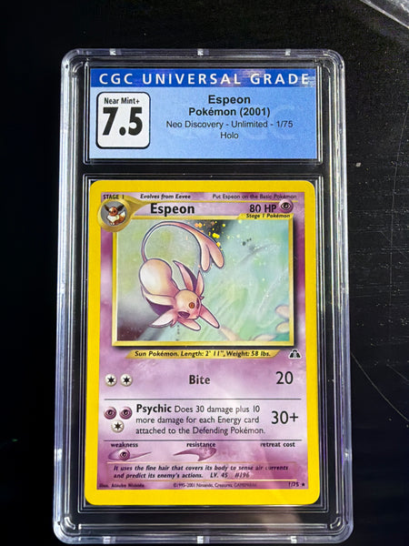 Espeon HOLO SWIRL CGC 7.5 SLAB