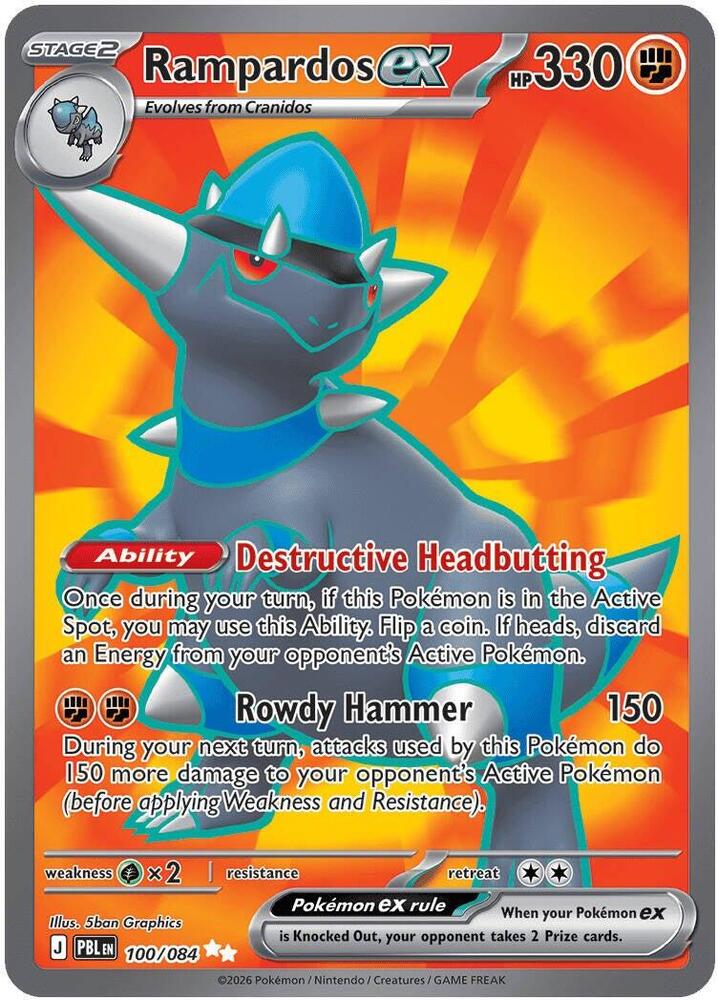 Pokemon Rampardos ex — ME05: Pitch Black — 100/084 — stock card image