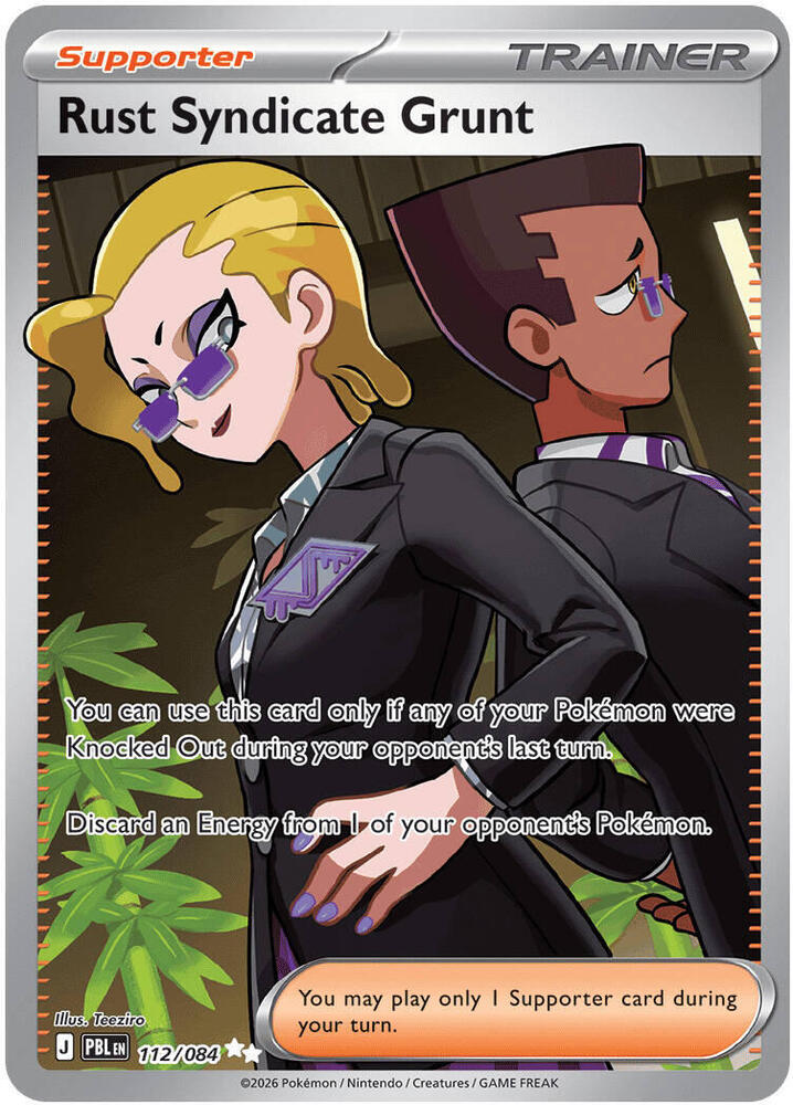 Pokemon Rust Syndicate Grunt — ME05: Pitch Black — 112/084 — stock card image