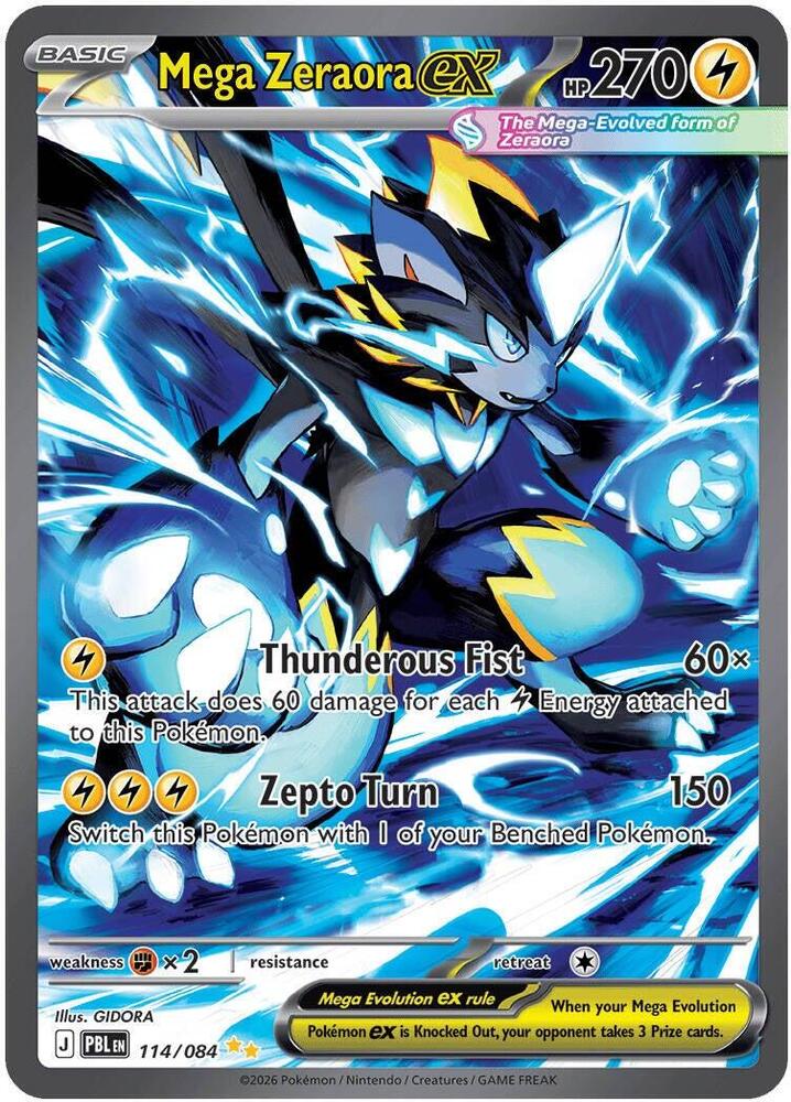 Pokemon Mega Zeraora ex — ME05: Pitch Black — 114/084 — stock card image