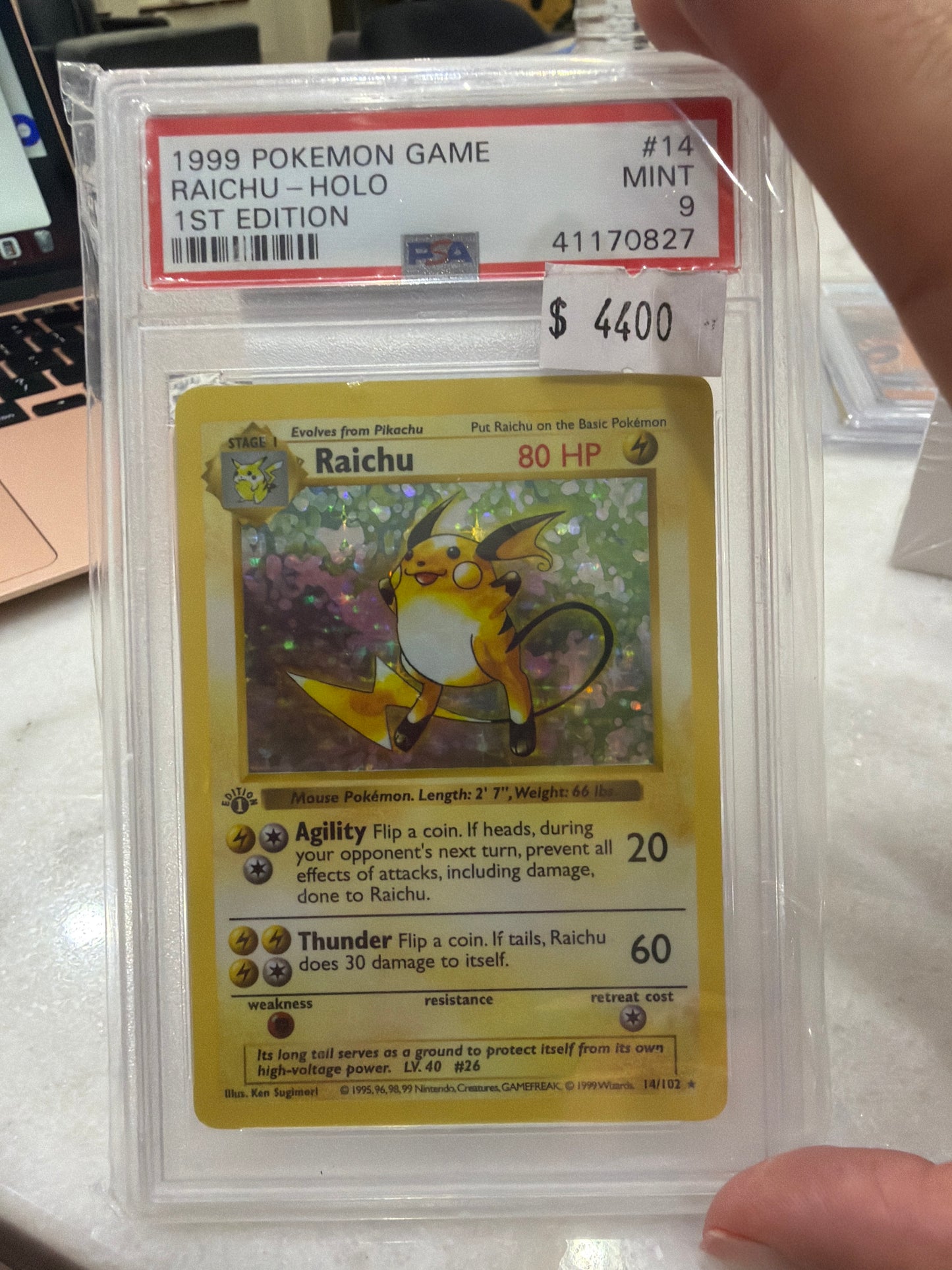Shadowless 1st Edition Raichu PSA 9