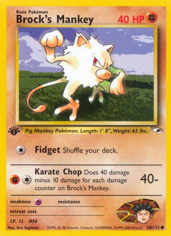 Pokemon Brock's Mankey — Gym Heroes — 68/132 — stock card image