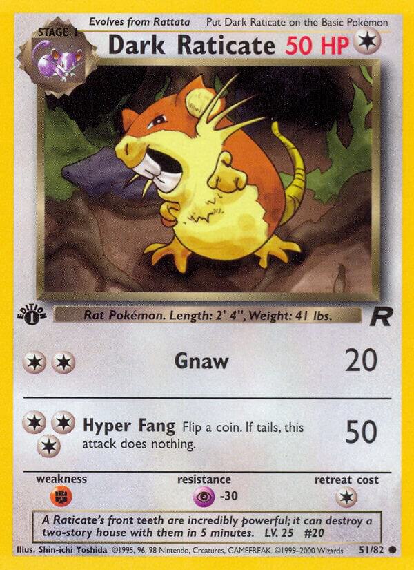 Pokemon Dark Raticate — Team Rocket — 51/82 — stock card image