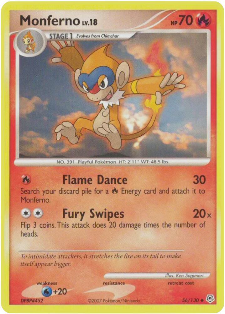Pokemon Monferno — Diamond & Pearl — 56/130 — stock card image