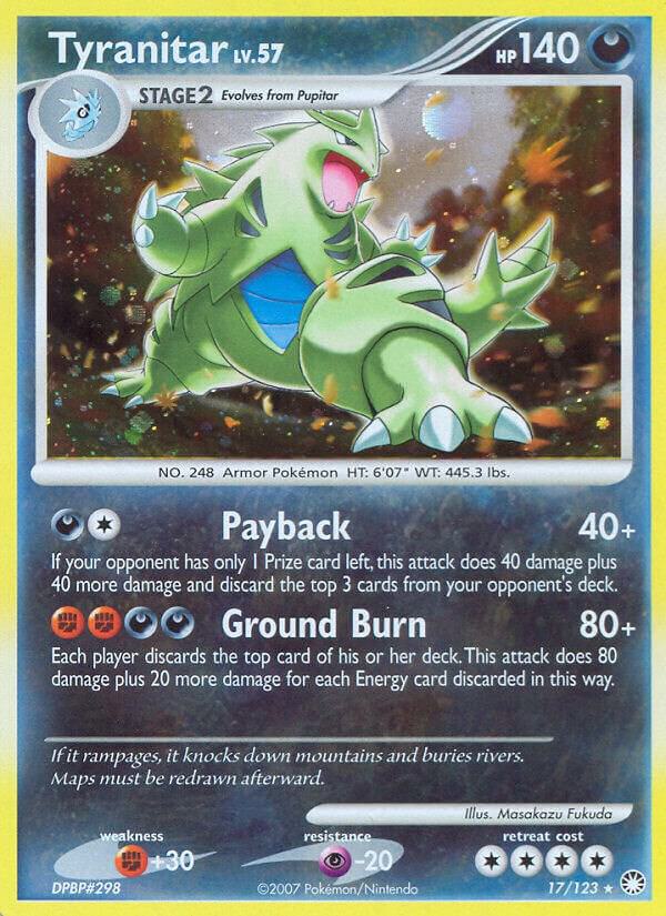 Pokemon Tyranitar — Mysterious Treasures — 17/123 — stock card image