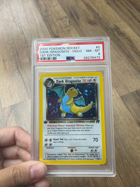 Dark Dragonite 1st Edition HOLO SWIRL PSA 8