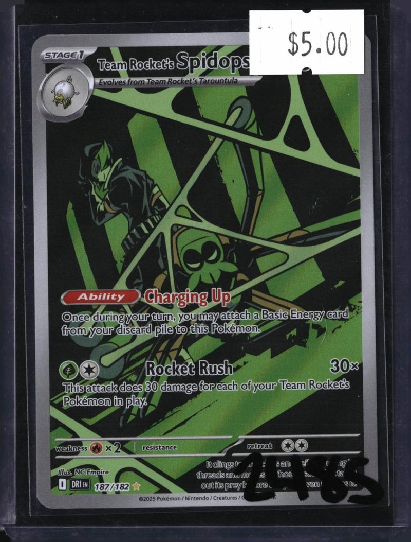 Pokemon Team Rocket's Spidops — 187/182 — SKU 2485 — actual card front scan