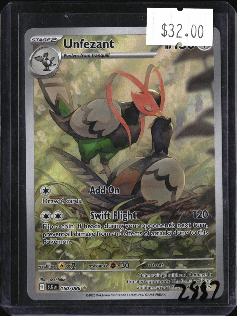 Pokemon Unfezant — 150/086 — SKU 2887 — actual card front scan