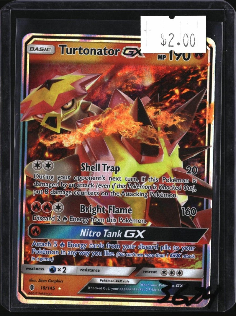 Pokemon Turtonator GX — 18/145 — SKU 3674 — actual card front scan