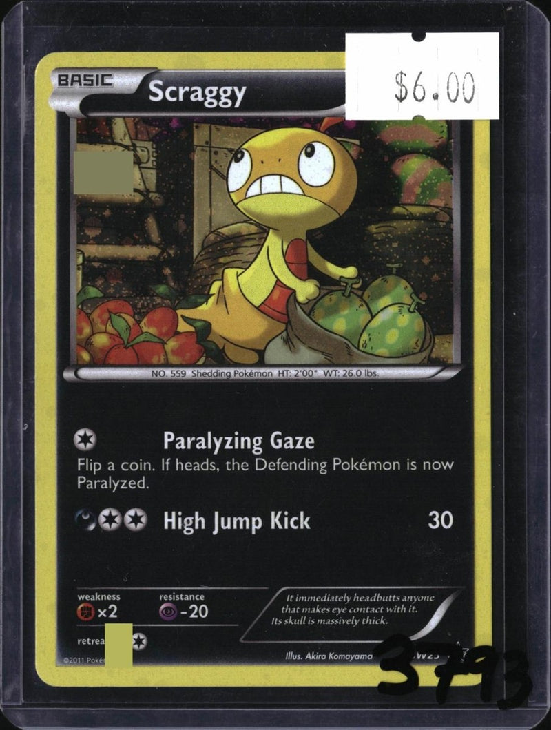 Pokemon Scraggy — BW25 — SKU 3793 — actual card front scan