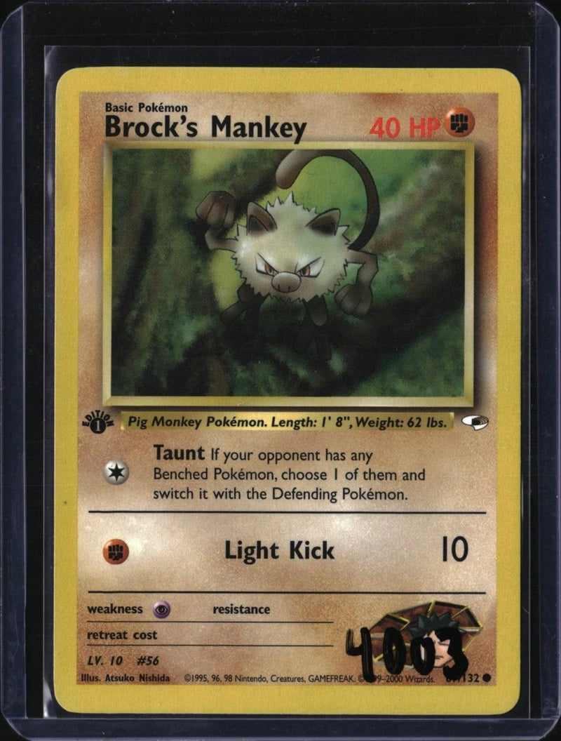 Pokemon Brock's Mankey — 68/132 — SKU 4003 — actual card front scan