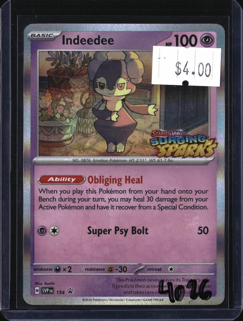 Pokemon Indeedee - 154 — 154 — SKU 4026 — actual card front scan