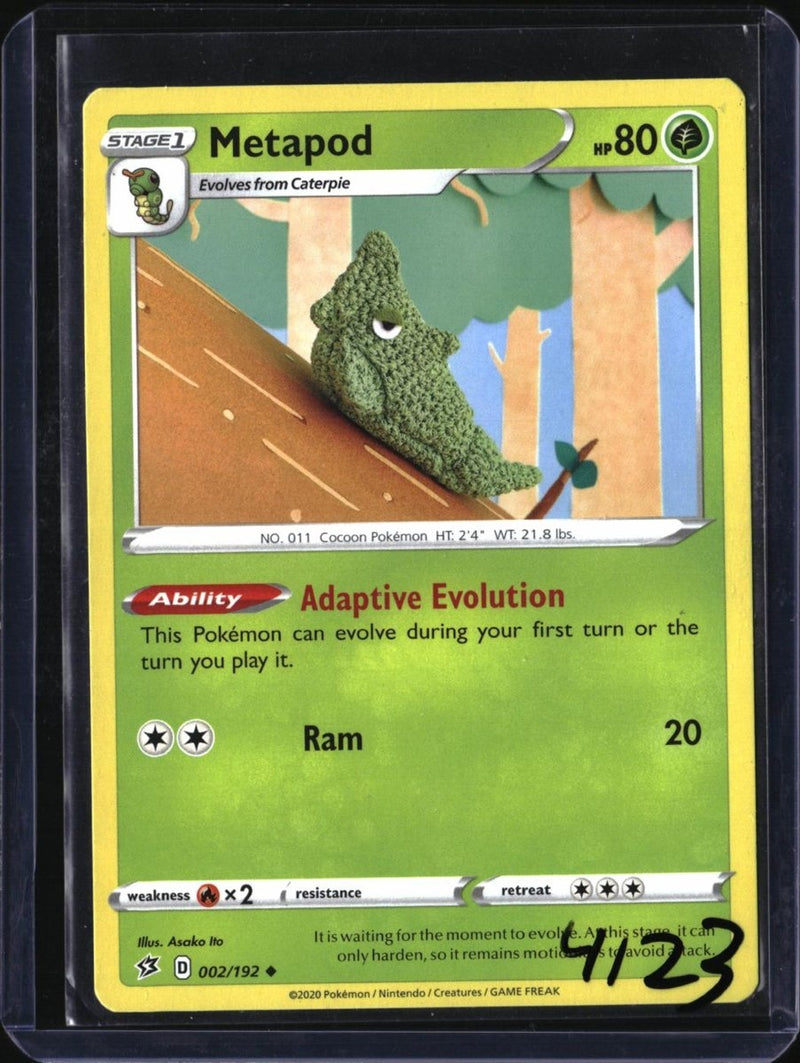 Pokemon Metapod — 002/192 — SKU 4123 — actual card front scan