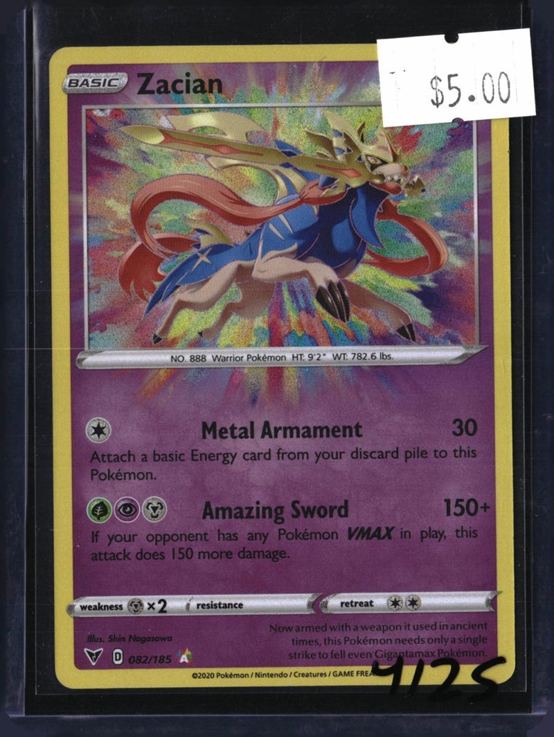 Pokemon Zacian — 082/185 — SKU 4125 — actual card front scan