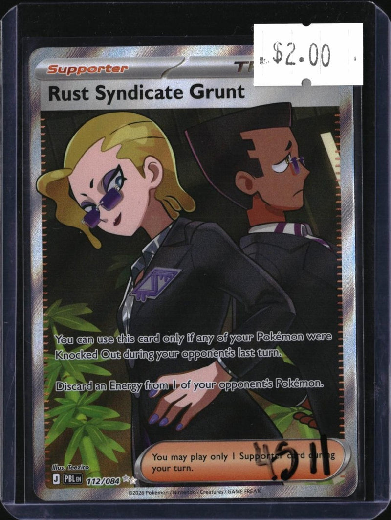 Pokemon Rust Syndicate Grunt — 112/084 — SKU 4511 — actual card front scan