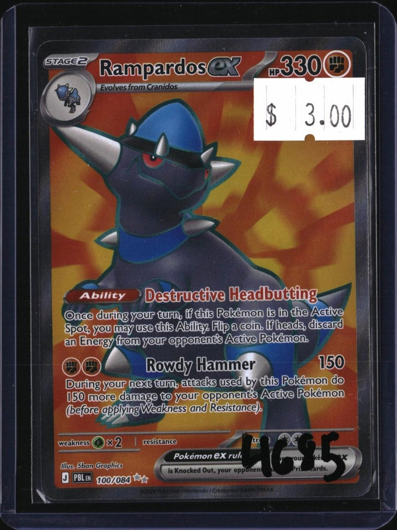 Pokemon Rampardos ex — 100/084 — SKU 4685 — actual card front scan