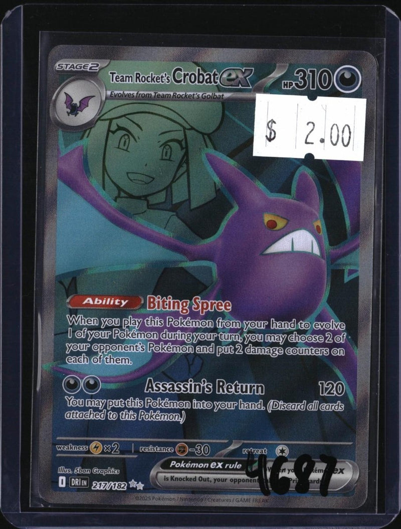 Pokemon Team Rocket's Crobat ex - 217/182 — 217/182 — SKU 4687 — actual card front scan